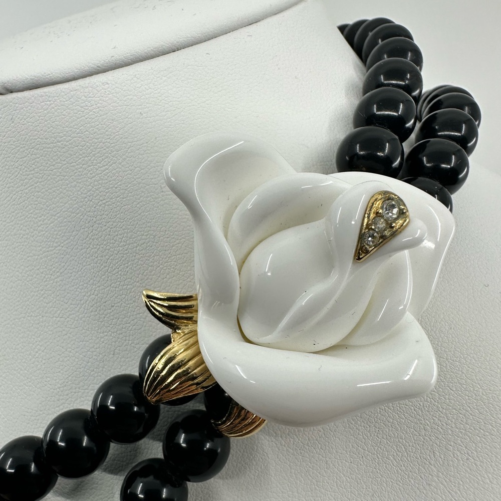 Kjl For Avon Black Beaded Necklace - image 2